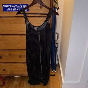 Vintage Black Pinstripe zip down dress